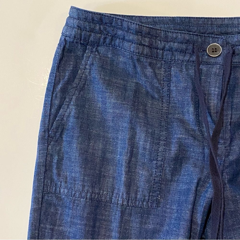 Talbots Petites Signature Rolled Cuff Blue Chambray Denim Ankle Pants Size 4P - Picture 8 of 16